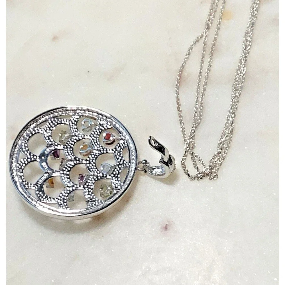 Ross Simons Necklace 3 Carats of Gemstones Diamonds Sterling Silver 925 Orig Box